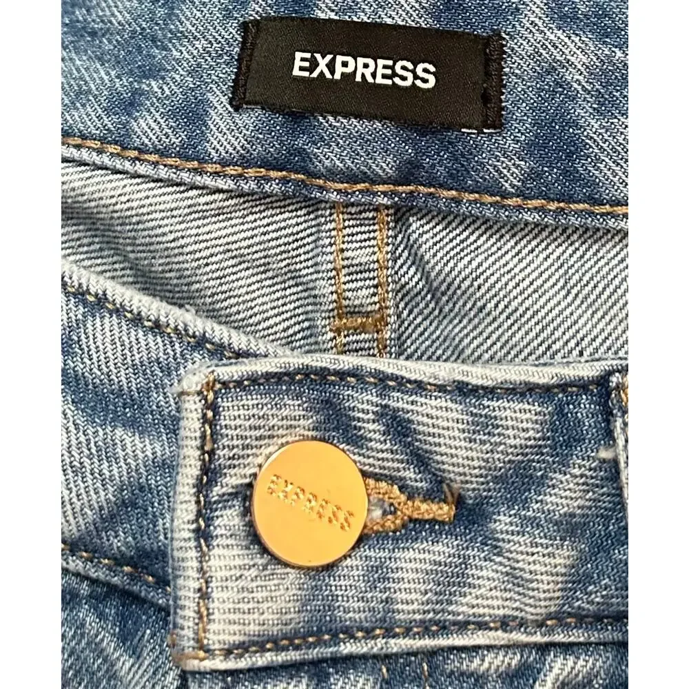 Express Mid-Rise Ripped Boyfriend Jeans Blue Size 6